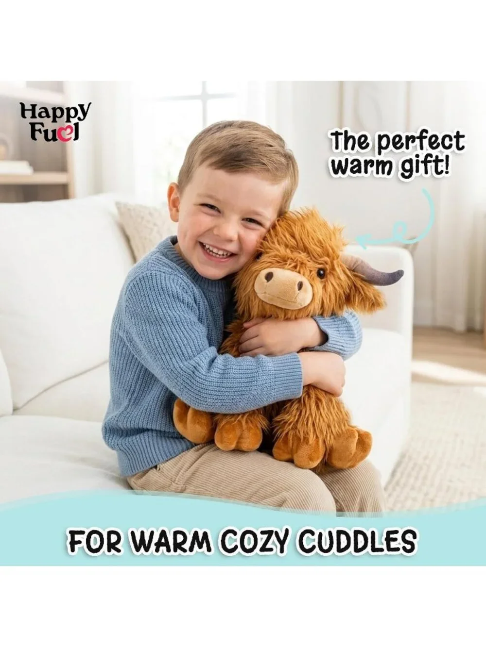 Highland Cow 1.5 Lb Weighted Plush Microwavable Heating Pad Cozy Cow Toy